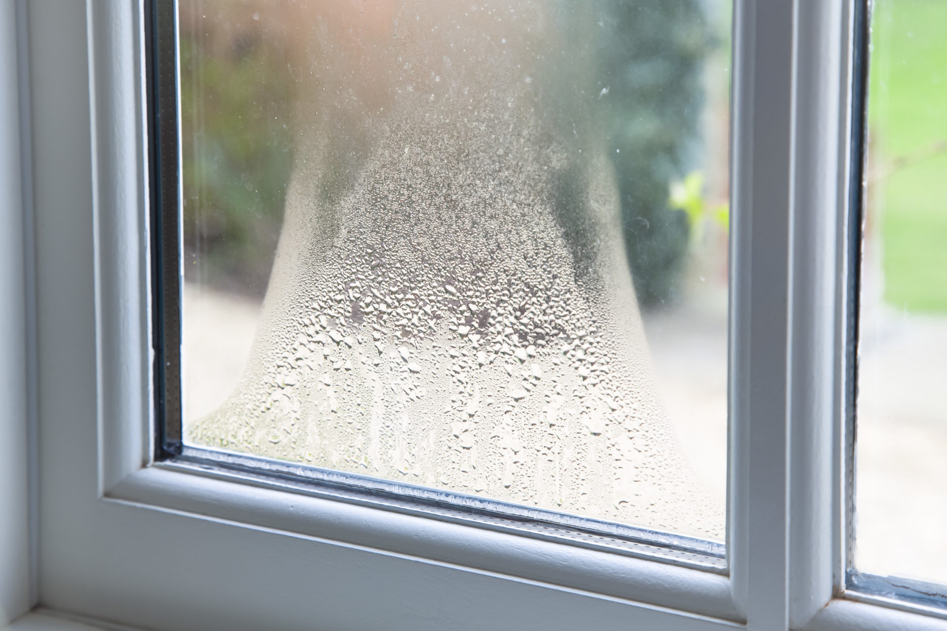 close up of fog between the window