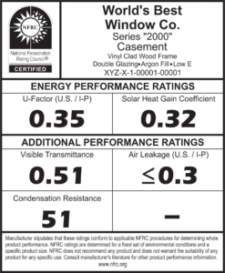 sample NFRC sticker for energy efficient windows